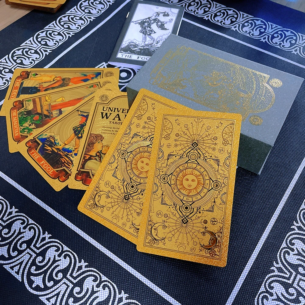 Cartas De Tarot Con Lámina De Oro, Juego De Mesa De Pvc Estampado En Caliente, Impermeable Y Resistente Al Desgaste.