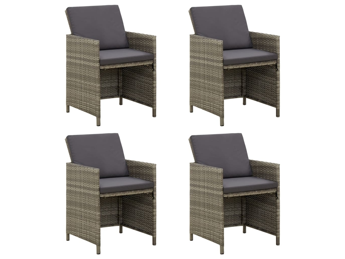Sillas de jardín DKD Home Decor de 4 piezas con cojines, mimbre gris