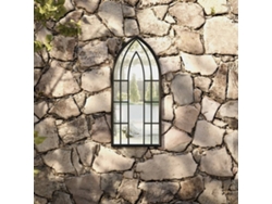 Espejo de jardín para exteriores, hierro, 70x30 cm, negro, HARLANV1