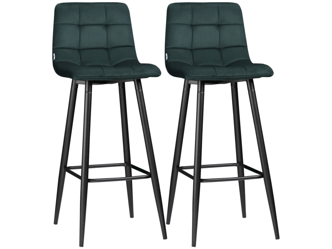 Juego de 2 taburetes de bar modernos de acero, color verde, 42x55x103