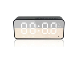 Reloj Despertador Bluetooth Con Altavoz, Pantalla Duplicada, Doble Alarma, Led, Para Dormitorio, Negro.