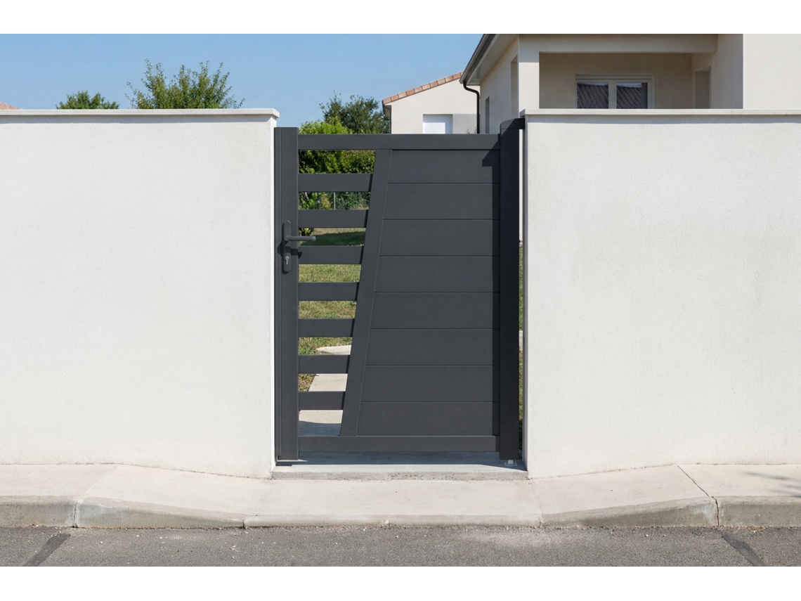 Puerta 1 M Cervina H.140cm Aluminio Gris