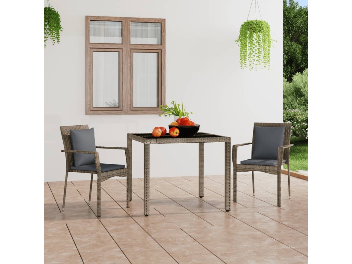 Sillas de jardín DKD Home Decor de 2 piezas con cojines, mimbre gris
