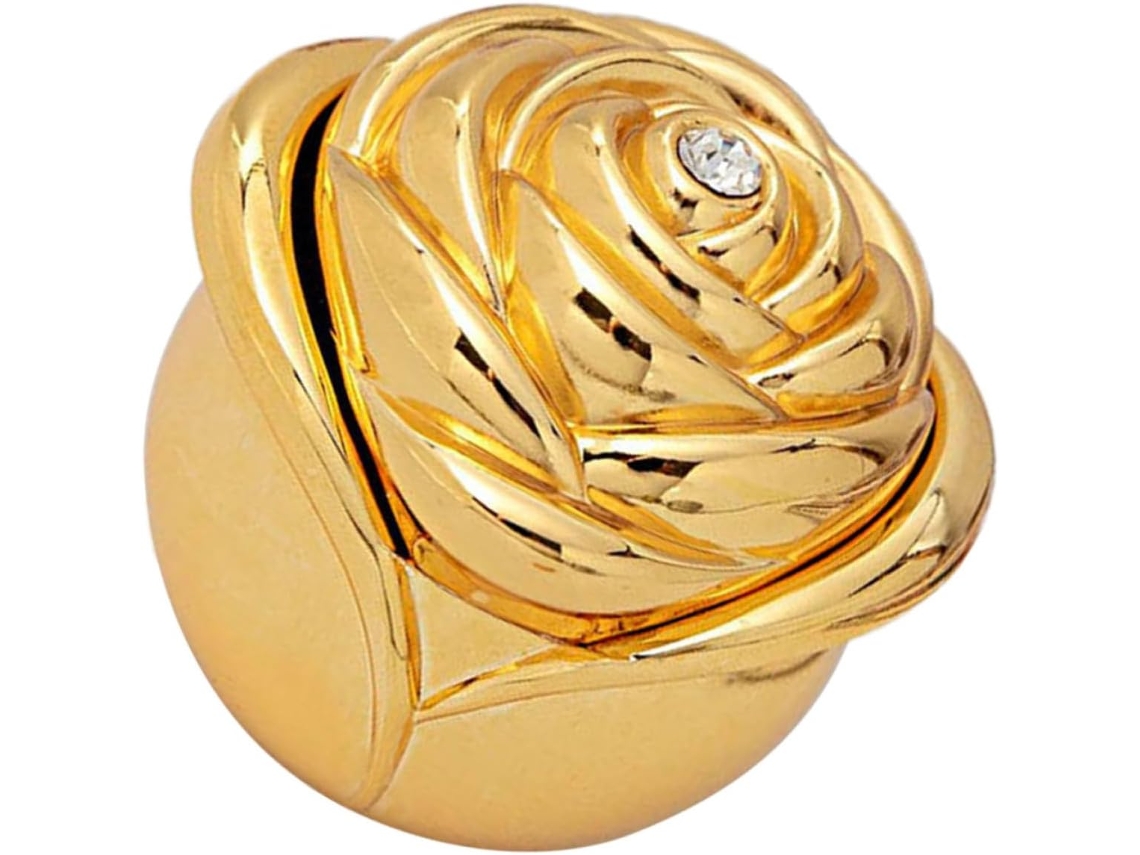 Joyero Creativo Romántico Aleación Chapado Forma Capullo Fácil Abrir Organizar Anillos Ceremonias Zinc Oro