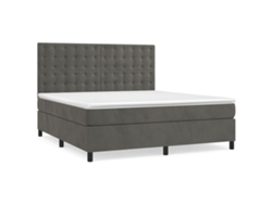 Maison Exclusive - Cama Box Spring Con Colchón Terciopelo Gris Oscuro 160x200 Cm