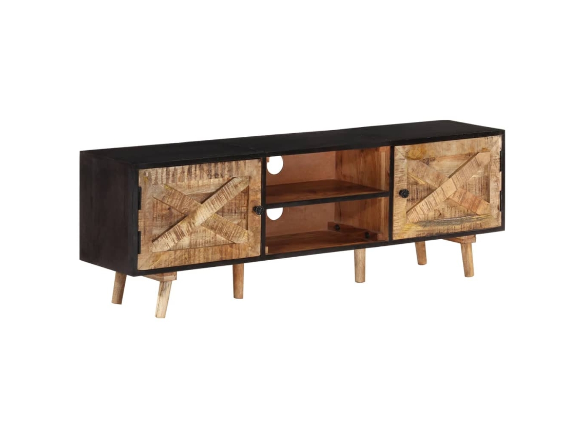 Mueble de Armario Tv 140X30X46Cm Madera Mango Áspera/Acacia Maciza