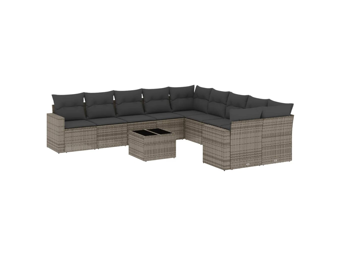 Maison Exclusive - Conjunto de sofás de jardín de 11 piezas con cojines de mimbre y patas grises