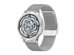 Reloj inteligente para mujer, compatible con teléfonos Android e iOS, con llamadas, monitor de frecuencia cardíaca y presión arterial, más de 100 modos, color plateado.