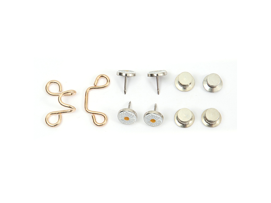 Botones Ajustables Sin Clavos Para La Cintura De Los Pantalones Y Decoración Versátil, Metal Dorado.