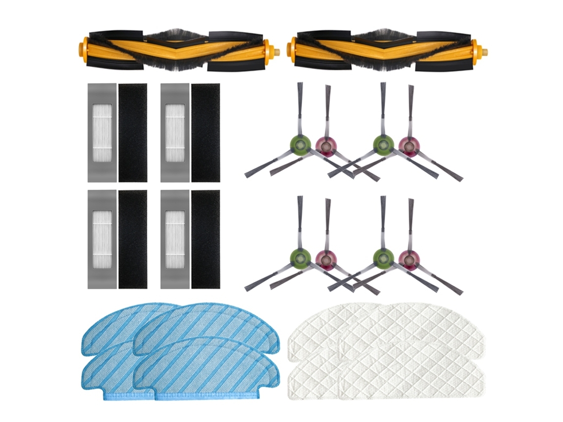 Cepillo de rodillo con filtro Ad-Hepa, paños de fregona para Ecovacs Deebot Ozmo T8, cepillos laterales, trapos desechables de limpieza