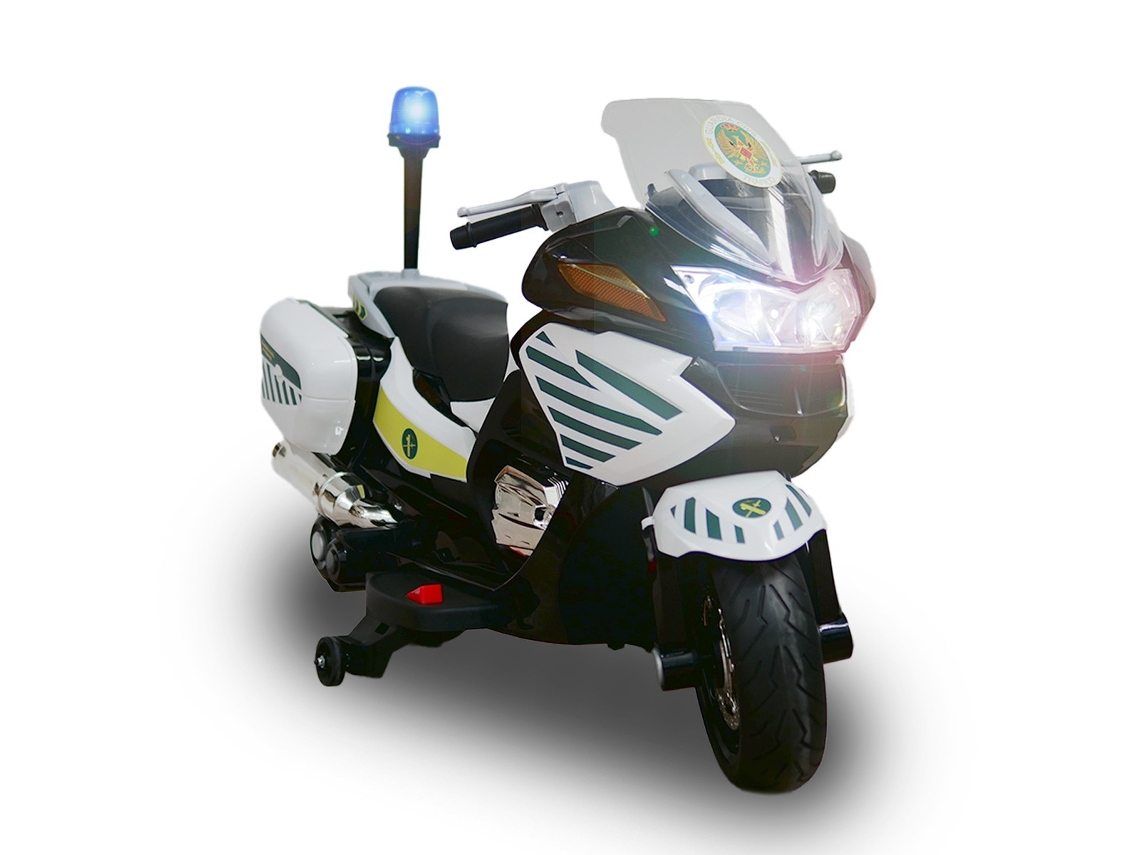 Motocicleta eléctrica de 24 V para niños de la Guardia Civil: Acción, seguridad y emblema blanco oficial