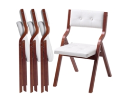 Sillas plegables de madera Succebuy con asientos acolchados, 4 piezas para comedor, color blanco