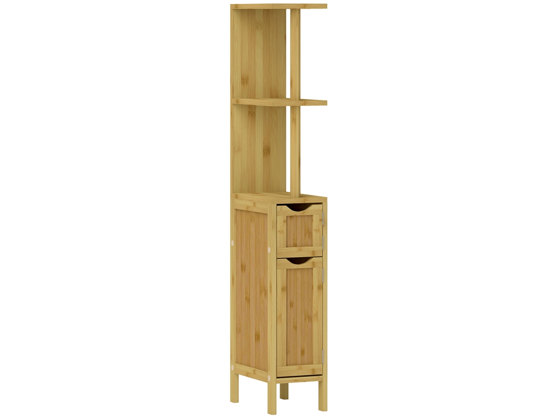 Columna de baño, mueble de baño con puertas abiertas y estantes, mueble de baño moderno de 18x30x120 cm, madera, ZENCORE SERVICES