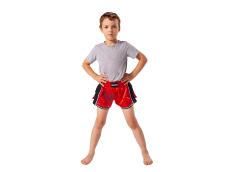 Pantalones Cortos para Boxe Thaï KWON (Niño Unisex - Rojo - 128 cm)