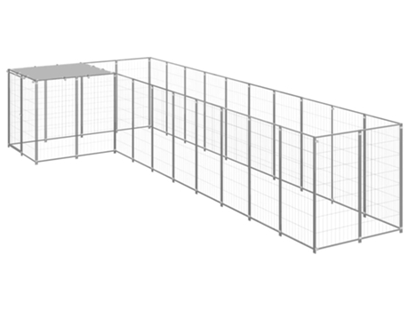 vidaXL Perrera plateada 7,26 m² acero