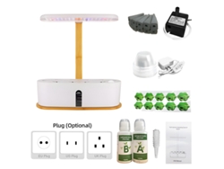 Sistema hidropónico con 10 contenedores y 72 luces LED para plantas