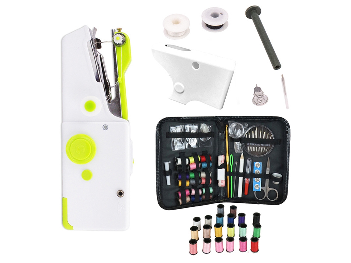 Máquina de coser portátil con aguja e hilo, herramientas de costura manual, adecuadas para viajes, hogar y principiantes, color verde Cuich
