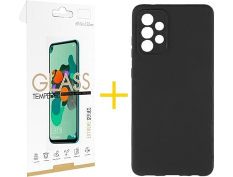 Kit Funda + Protector de Pantalla Samsung Galaxy A72 5G SKYHE Silicona Líquida (Negro)