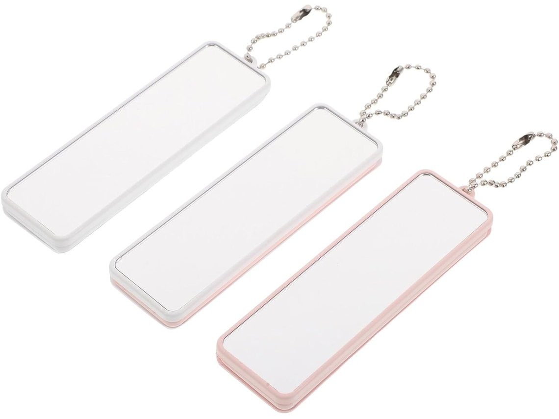 Mini Miroir De Maquillage De Poche 3 Pièces Blanc Rose Cerisier Y Clair Peigne Pliable Brosse In...