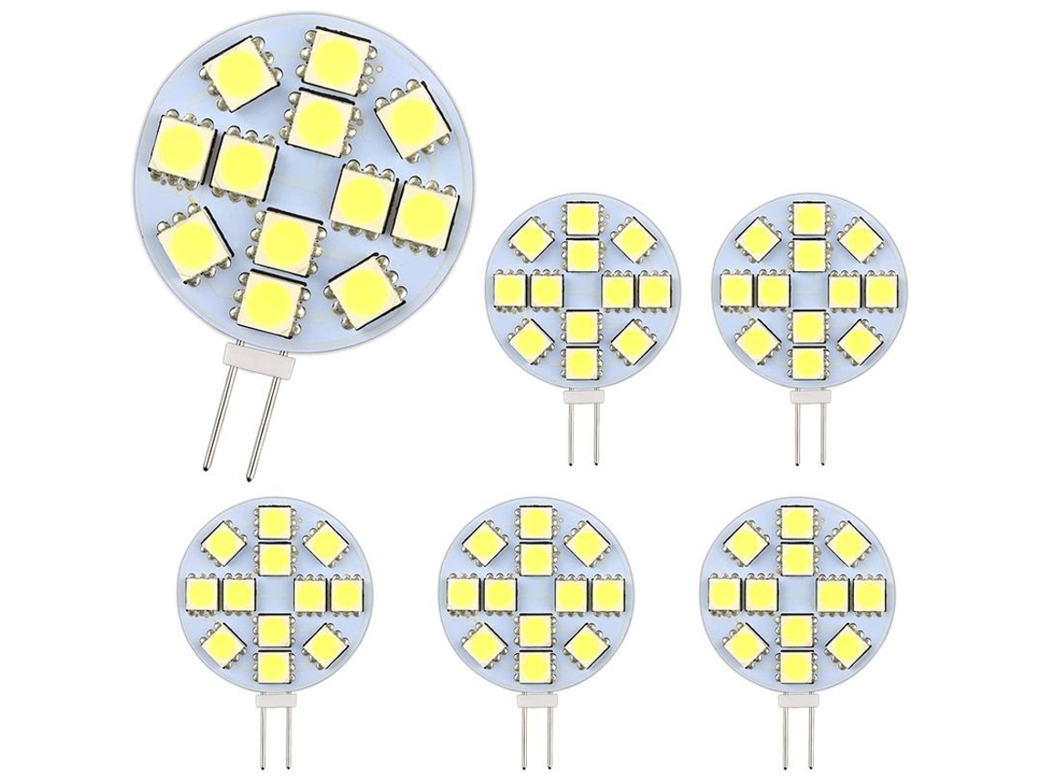 Bombilla Led G4 De 2w, 12-24v, 6000k, 200lm, Equivalente A Una Bombilla Halógena De 20w, Paquete De 6 Unidades, No Regulable.