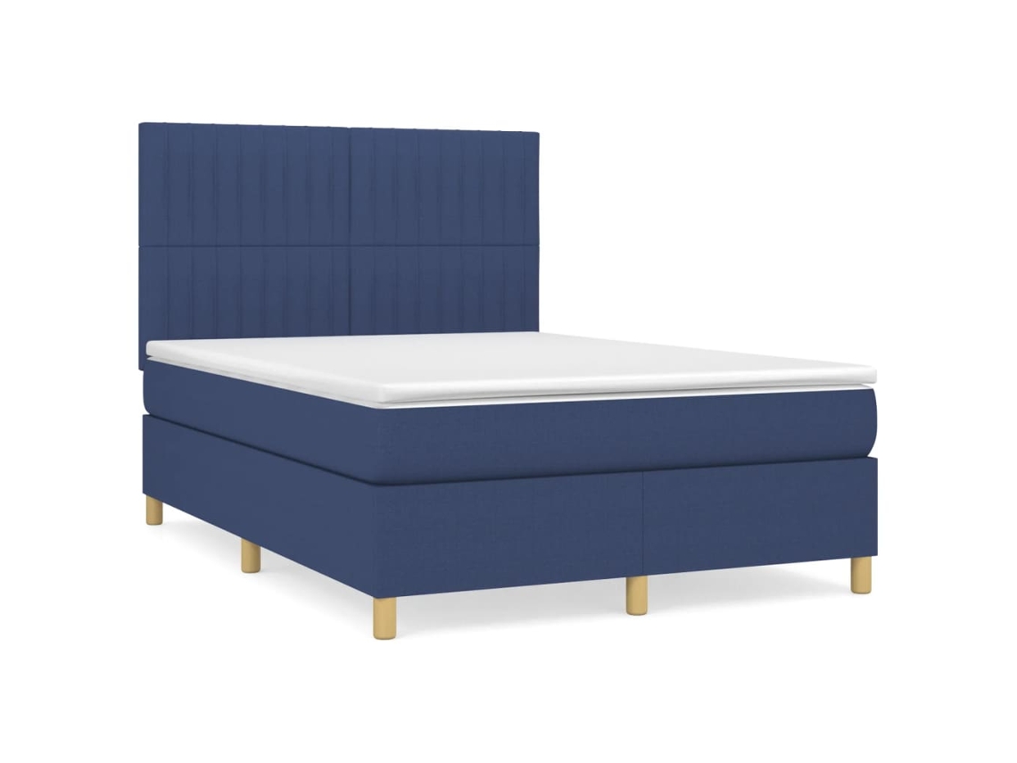 Maison Exclusive - Cama Box Spring Con Colchón Tela Azul 140x200 Cm