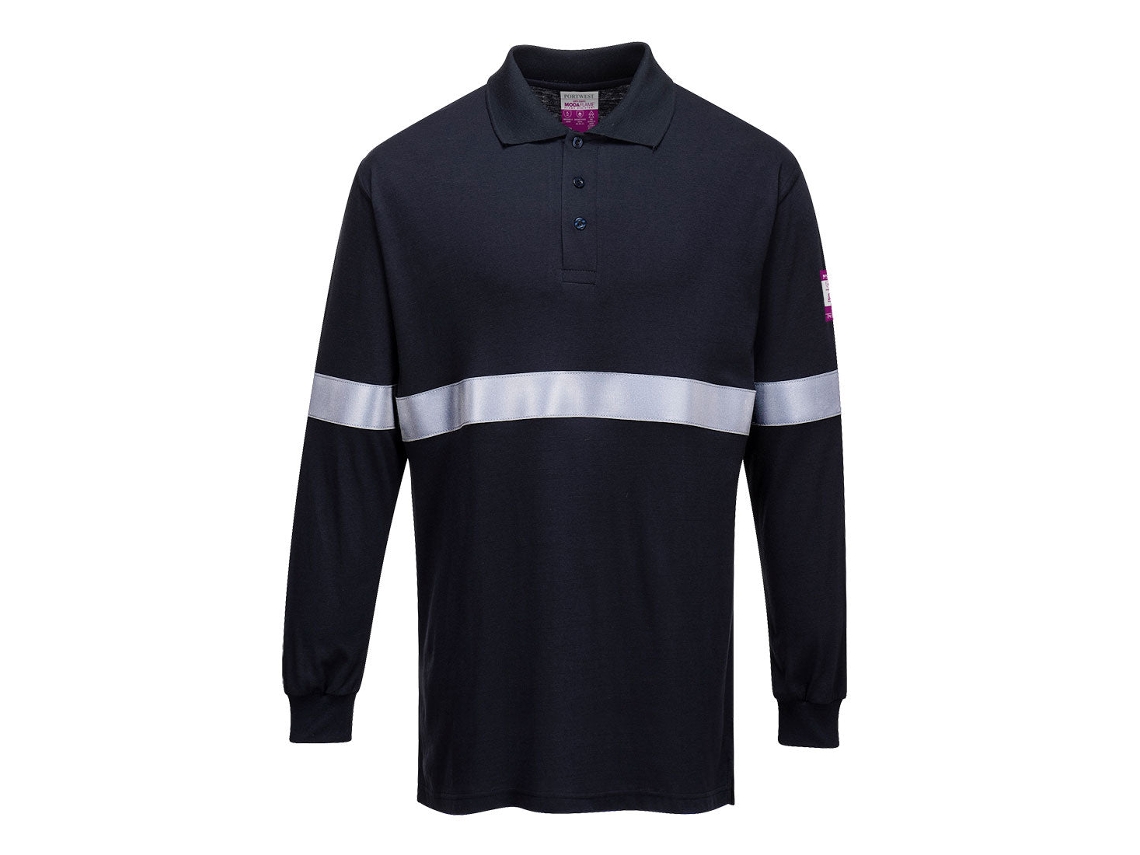 Polo De Manga Larga Resistente A La Llama Y Antiestático Azul Marino / Xxxl
