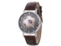 Reloj Casual De Cuero Pu Unisex Con Patrón De Fútbol De Cuarzo (café)