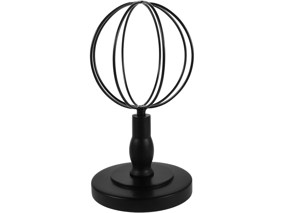 Soporte Independiente Hierro Negro Sombreros Madera Oscura Exhibición Estable Gorras Pelucas Organizador