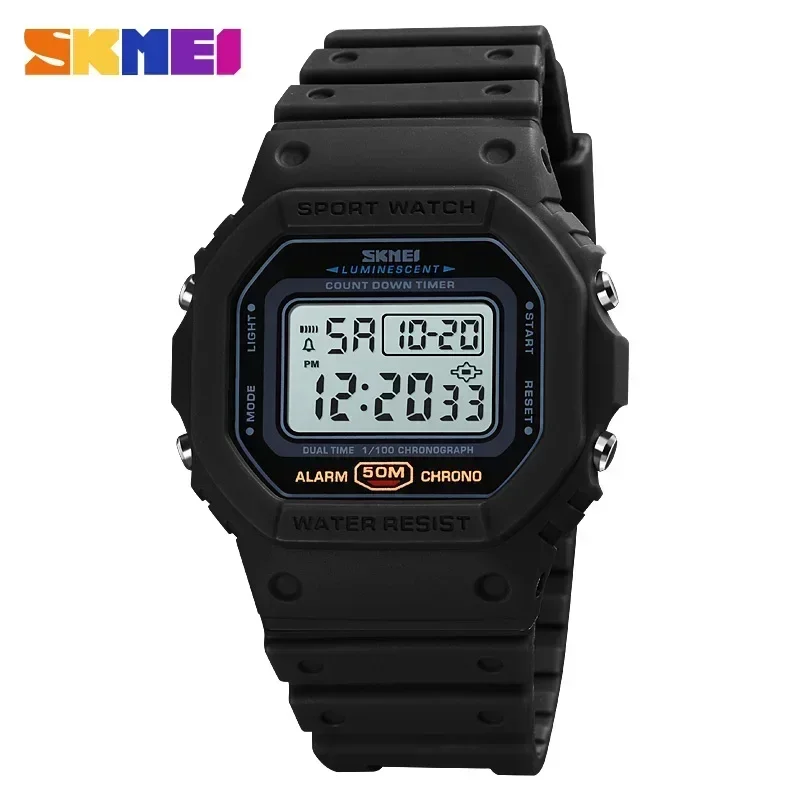 Reloj Deportivo Digital Multifuncional (blanco Y Negro) Para Hombre Con Temporizador De Cuenta Regresiva De 2 Sesiones.