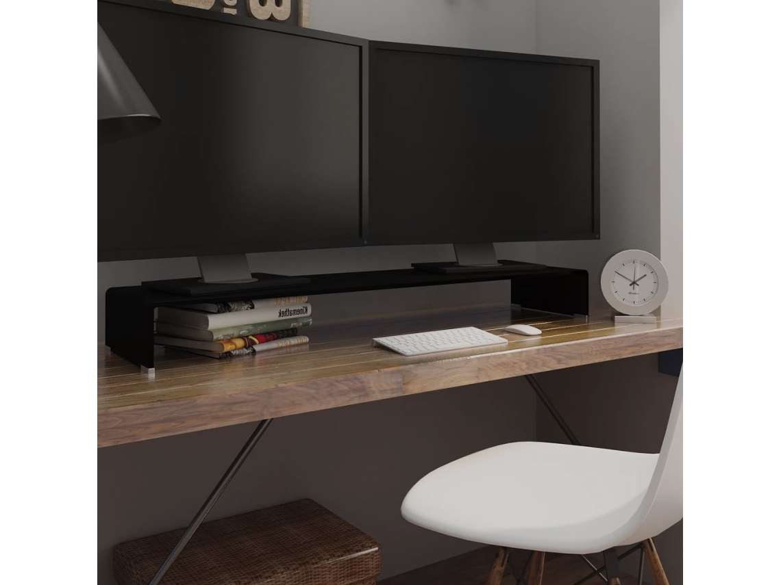 Mueble Suporte de Tv/Monitores en Cristal Negro 120X30X13 Cm