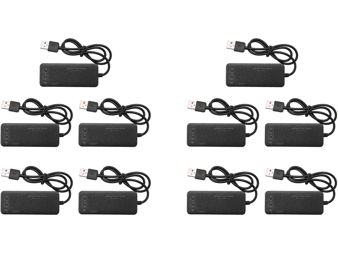 10 Concentradores Externos Usb 2.0 De 3 Puertos Con Adaptador De Tarjeta De Sonido De 7.1 Canales Para Micrófono