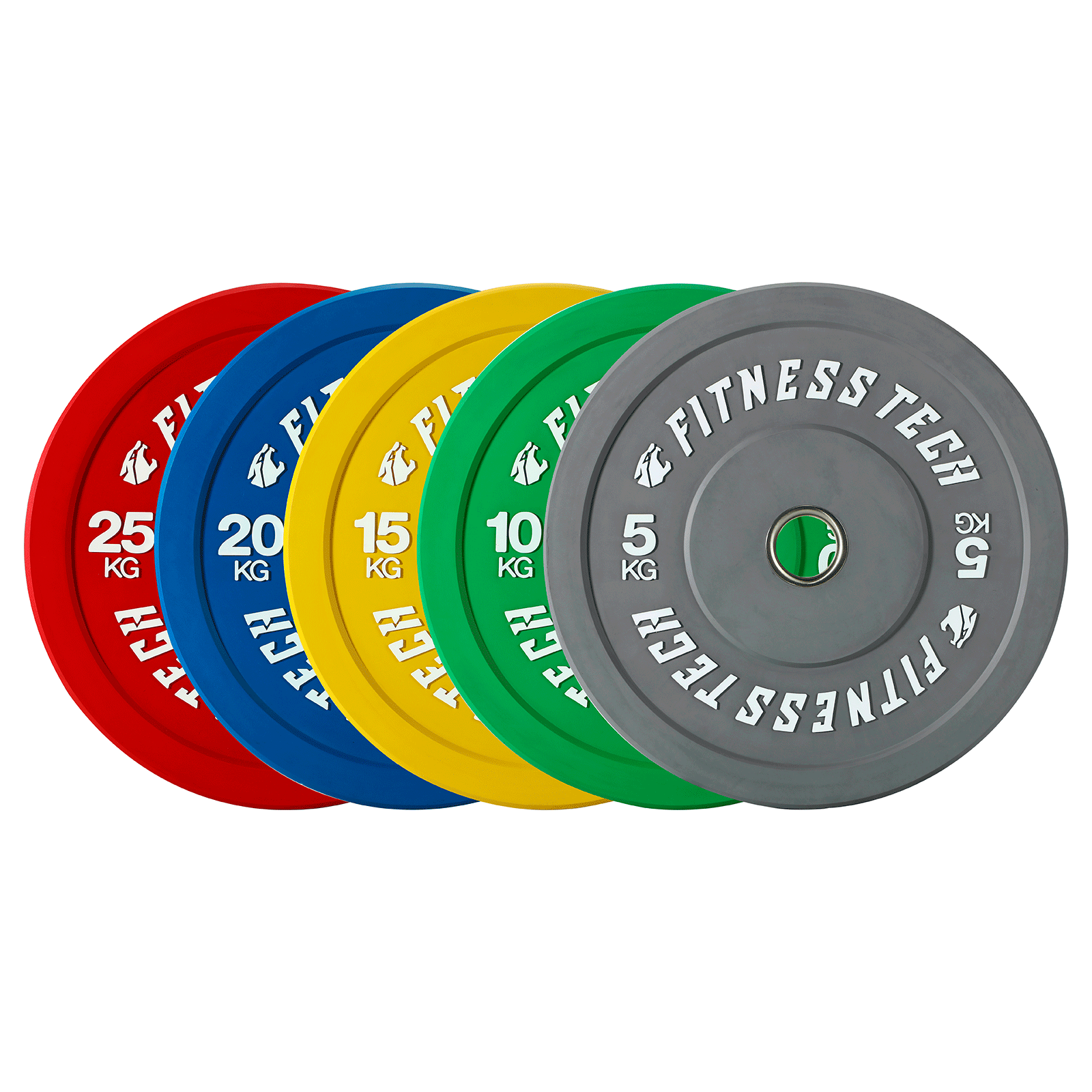 Conjunto de 150Kg Discos Bumper de Colores FITNESS TECH
