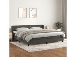 Cama Box Spring Con Colchón Terciopelo Gris Oscuro 200x200 Cm