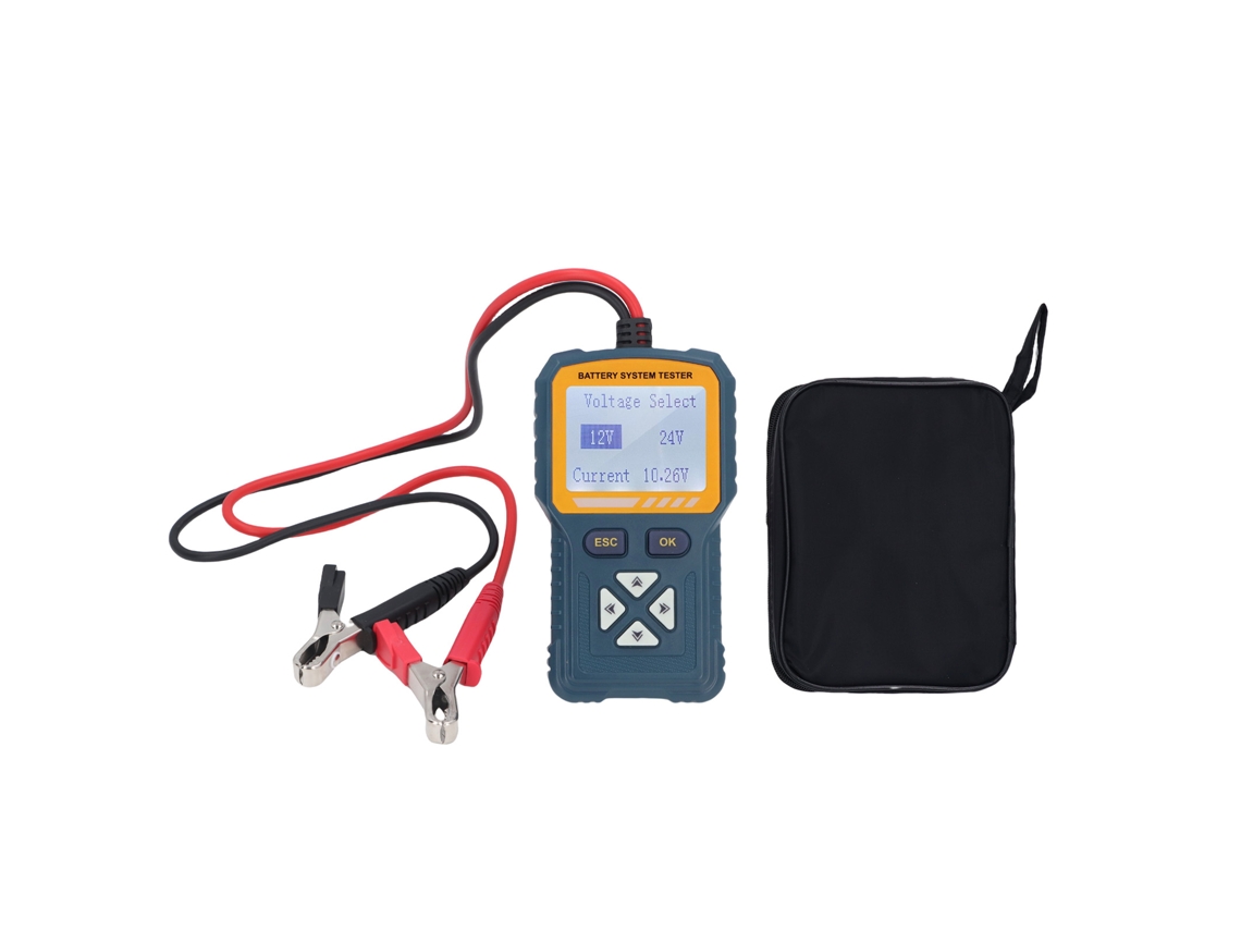 Comprobador Digital De Baterías De 12v Y 24v Con Pantalla Y Soporte Trasero Para Verificar El Estado Y La Carga.