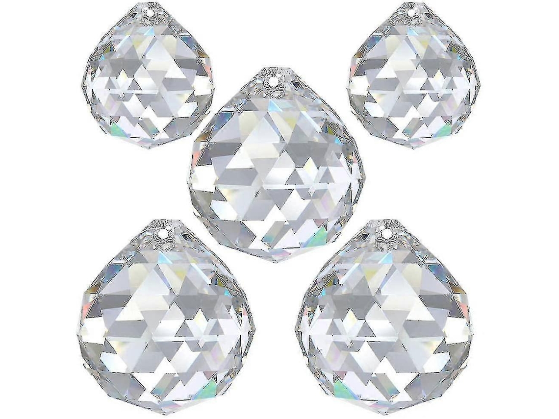 Juego de 5 colgantes de cristal transparente en forma de prisma para atrapasoles y arcoíris, cristales colgantes.