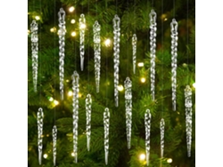 24 adornos navideños de acrílico transparente: decoraciones de cristal para el árbol con colgante de cristal para bodas y fiestas de invierno.