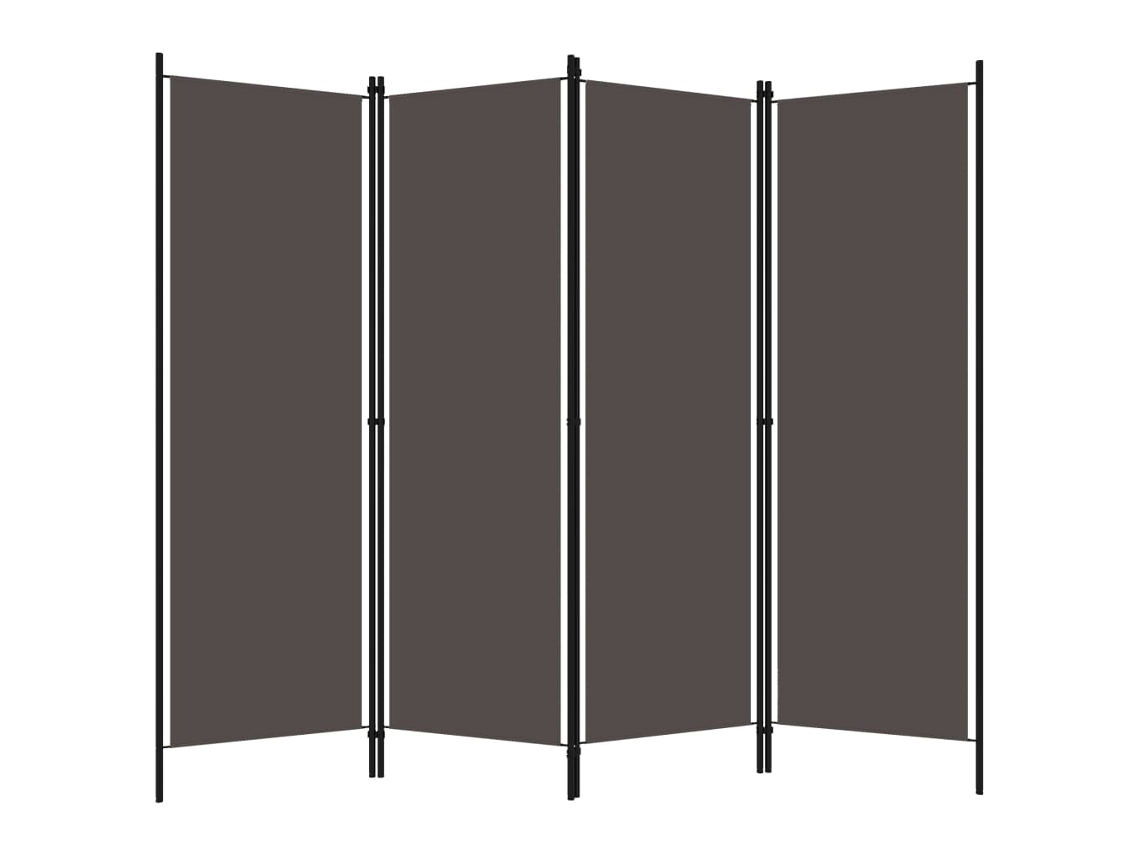 Separador de ambientes con 4 paneles, 200x180 cm, color antracita.