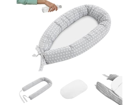 Nido Reductor Con base impermeable totalmente desenfundable para bebé nacido 100 algodón cool · dreams moon amour gris