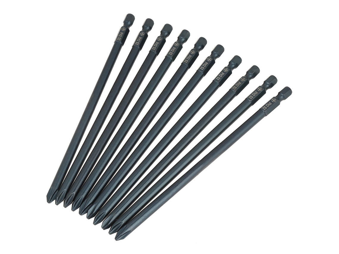 Kit De 10 Pontas De Parafusadeira Cruzada Ph2 Em Aço S2 Com Virabrequim 1/4 Polegada 150mm