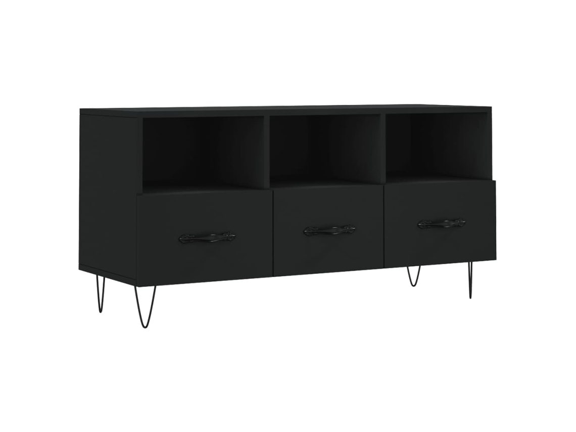 Maison Exclusive - Mueble De Tv Madera De Ingeniería Negro 102x36x50 Cm