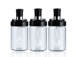 Frascos para especias de vidrio de borosilicato, botella para condimentos con cuchara y tapa, 250 ml NEVEANCE
