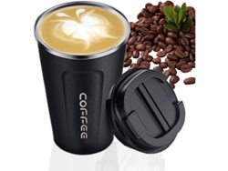 Taza De Café Negro De Acero Inoxidable 304, Doble Pared Al Vacío, 380ml, Antideslizante Y Sin Derrames