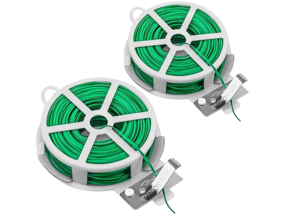 2026-2 Rollos Cable Jardín Verde 50m Con Cutter De Plástico Ataduras Plantas Alambre Jardín