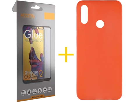 Kit Funda + Protector de Pantalla Huawei Y6 2019 ACCETEL Liso Rojo