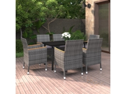 Juego de comedor de jardín de 2 piezas con cojines, mimbre, polietileno y vidrio, Dkd Home Decor