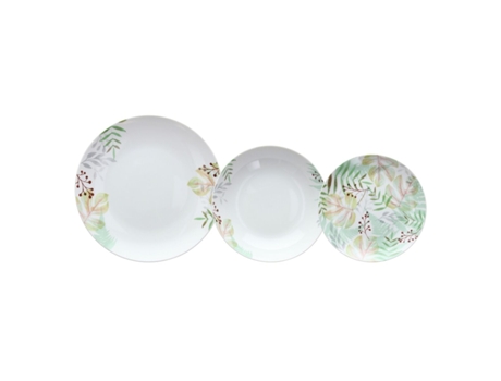 Vajilla 18 Piezas Hojas Porcelana 1 cm