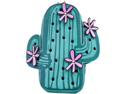 Bolsa Tiracolo Feminina Pequena E Quadrada Com Estampa De Cactos, Em Tecido Rosa.