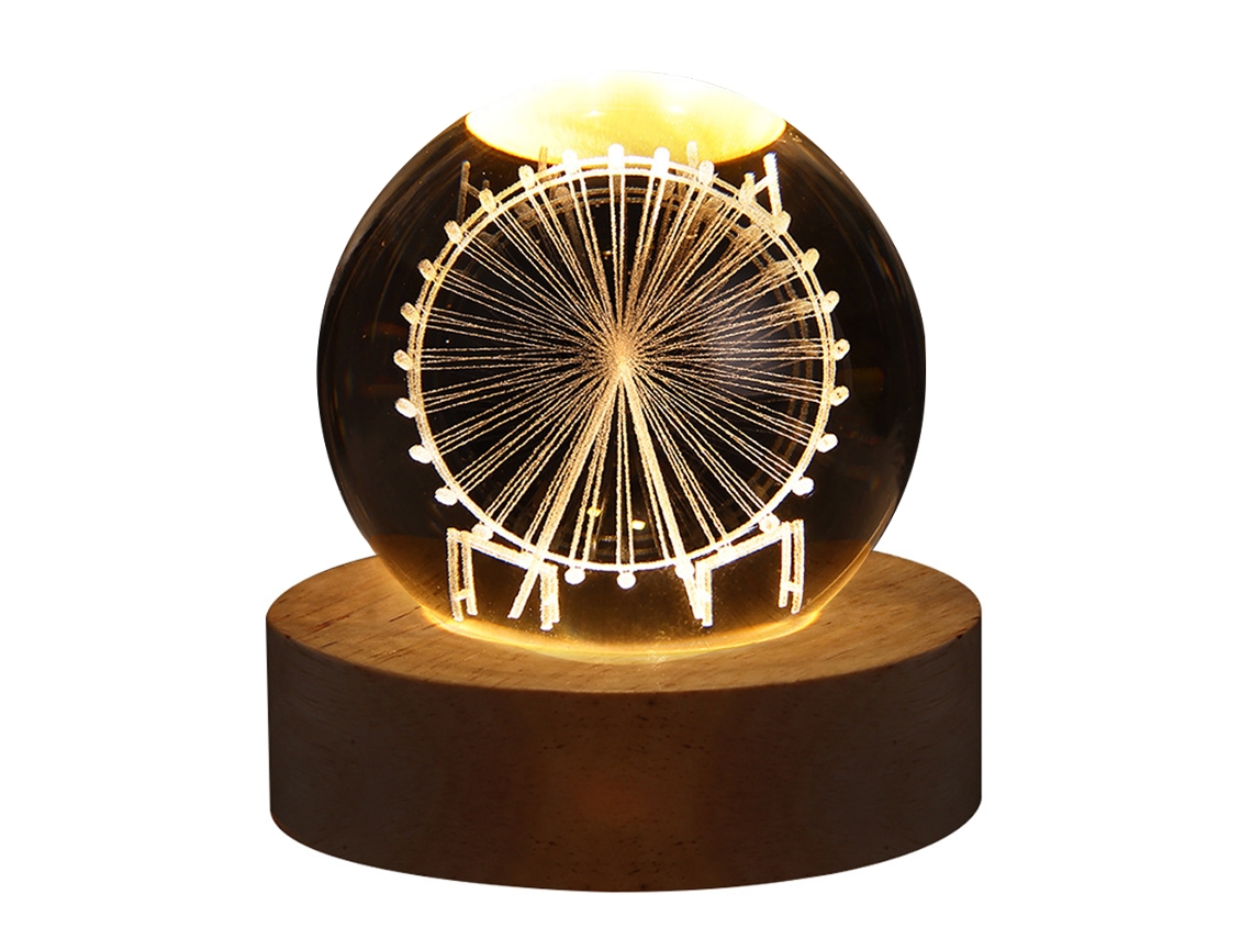 Luz Nocturna De Cristal Luminoso - Noria (6 Cm) JEIIBRZUI