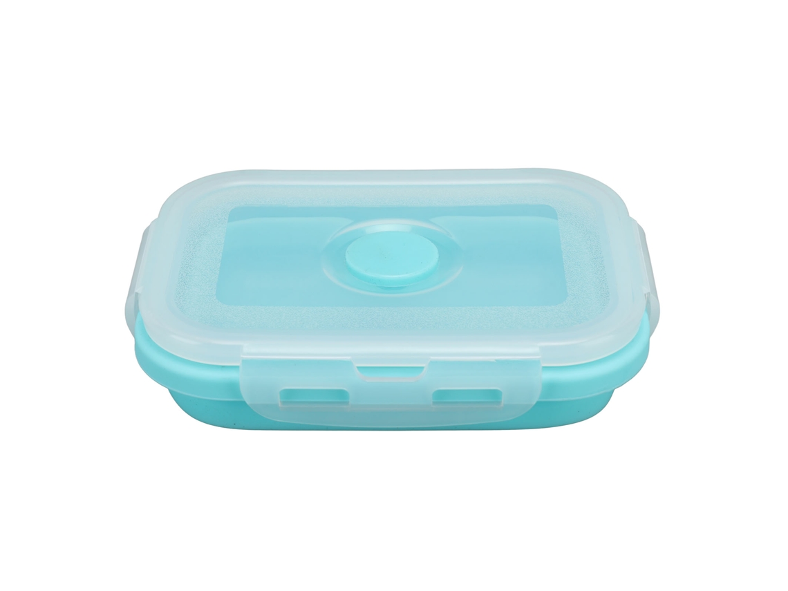 Recipiente plegable de silicona para alimentos, resistente al calor, 500 ml, azul