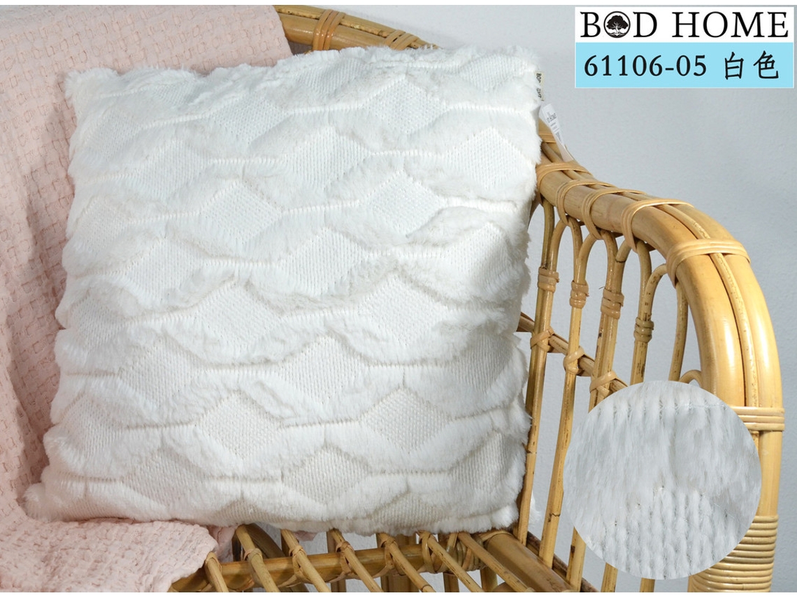 Almofada Lisa Com Veludo Curto Blanco 45*45cm BOD HOME